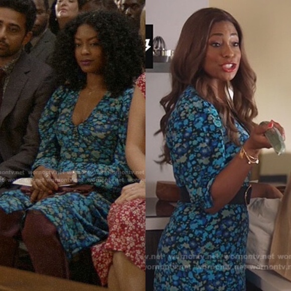 GANNI Azure Blue Wrap Dress 34 - Picture 13 of 15